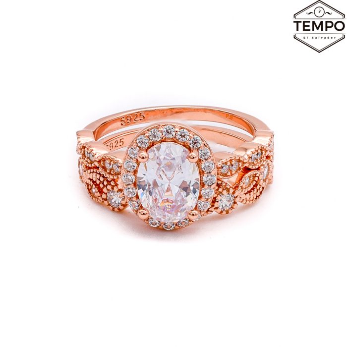 Anillos de compromiso - Plata 925 y Oro rosa 10K - AC17 - Imagen 2