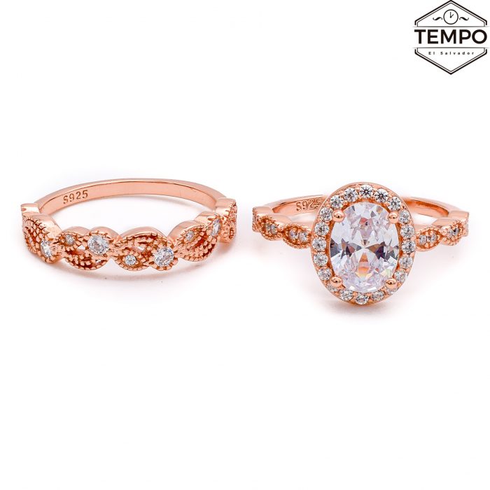 Anillos de compromiso - Plata 925 y Oro rosa 10K - AC17 - Imagen 1