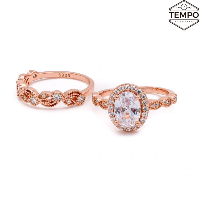 Anillos de compromiso - Plata 925 y Oro rosa 10K - AC17 - Imagen 4