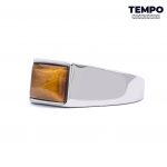 Anillo para caballero - Hecho de acero con piedra natural - APN12 - Imagen 2