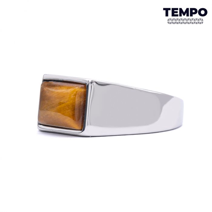 Anillo para caballero - Hecho de acero con piedra natural - APN12 - Imagen 2