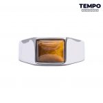 Anillo para caballero - Hecho de acero con piedra natural - APN12 - Imagen 4