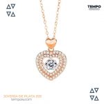 Collar de Plata 925 - Plata con baño en oro rosa 10K - Corazón con círculo - C71