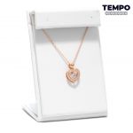 Collar de Plata 925 - Plata con baño en oro rosa 10K - Corazón con círculo - C71 - Imagen 4