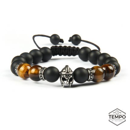 Pulsera para caballero - Piedra natural - OJO DE TIGRE CON DIJE DE SOLDADO 10MM - PN51