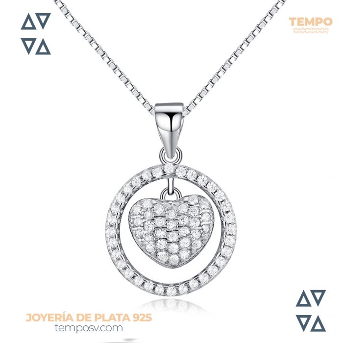 Collar de Plata 925 - Corazón cristales de circonia - C94 - Imagen 1