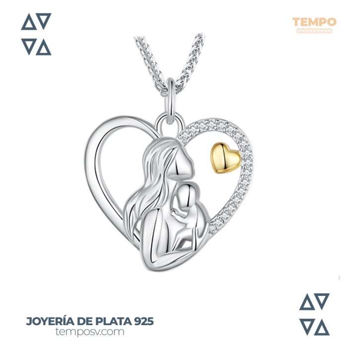 Collar de Plata 925 - CORAZÓN DE CIRCONIA- MADRE /HIJO -C105 - Imagen 2