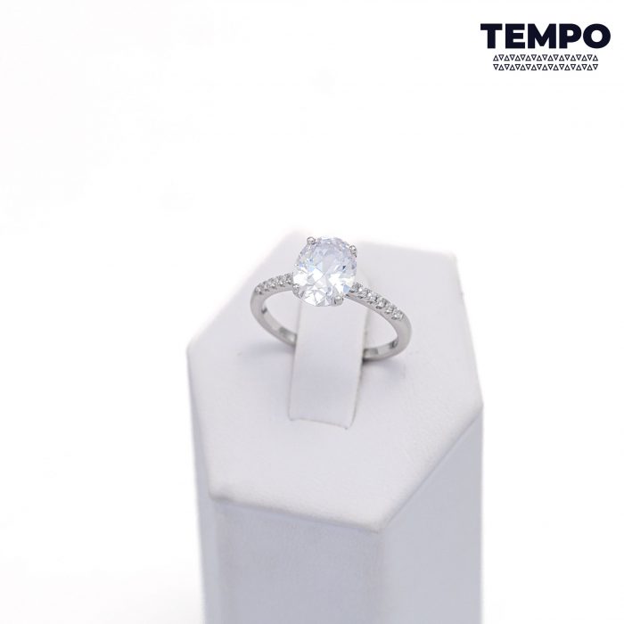 Anillo de compromiso - Hecho de plata italiana 925 - Corte ovalado - AC38 - Imagen 5
