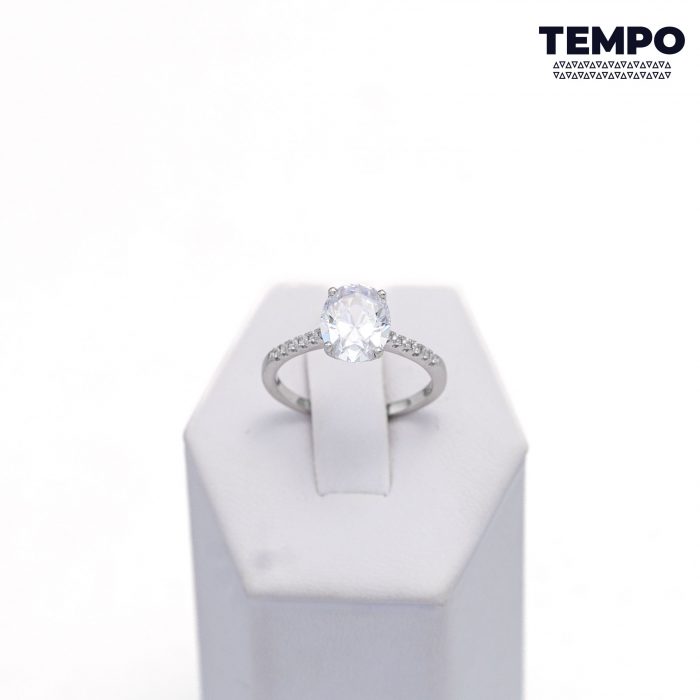 Anillo de compromiso - Hecho de plata italiana 925 - Corte ovalado - AC38 - Imagen 4