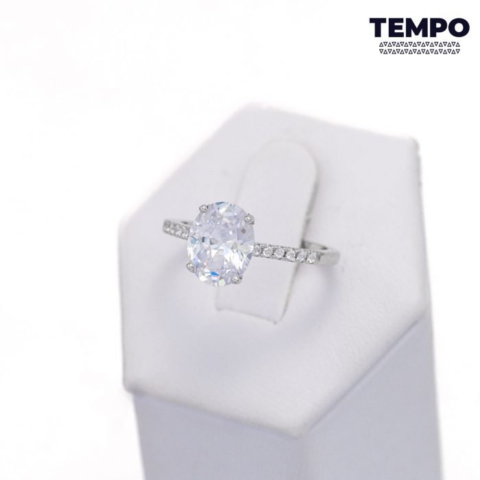 Anillo de compromiso - Hecho de plata italiana 925 - Corte ovalado - AC38 - Imagen 3