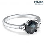 Anillo de promesa – Corte hexagonal - Piedra London Blue – AP33 - Imagen 4