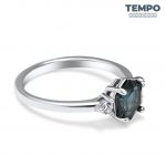 Anillo de promesa – Corte hexagonal - Piedra London Blue – AP33 - Imagen 5