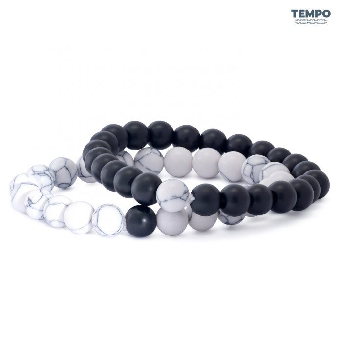 Pulsera para caballero - Piedra natural - CUARZO BLANCO- VOLCANICA 8MM - PN61 - Imagen 1