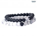 Pulsera para caballero - Piedra natural - CUARZO BLANCO- VOLCANICA 8MM - PN61 - Imagen 3