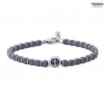 Pulsera para caballero - Piedra natural - PIEDRA CON DIJE DE ANCLA CROMADO- PN71