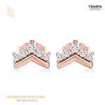 Aritos hecho de plata 925  Corona rosa gold - Código AA120