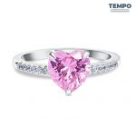Anillo de promesa - CORTE CORAZÓN ROSADO- AP29 - Imagen 4