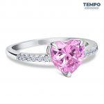 Anillo de promesa - CORTE CORAZÓN ROSADO- AP29 - Imagen 2