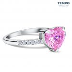 Anillo de promesa - CORTE CORAZÓN ROSADO- AP29 - Imagen 3
