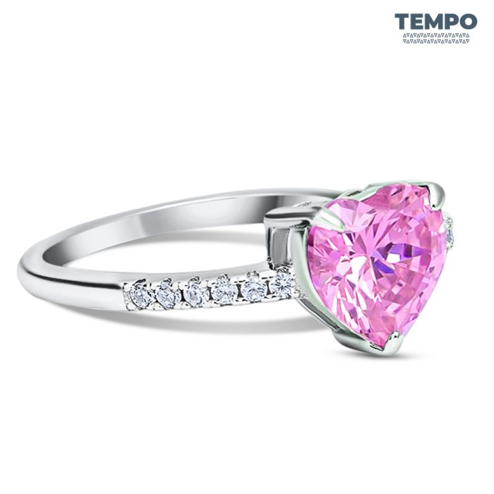 Anillo de promesa - CORTE CORAZÓN ROSADO- AP29 - Imagen 3