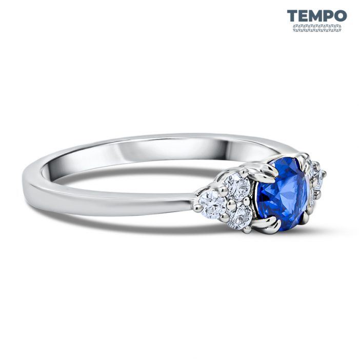 Anillos de compromiso | ORO BLANCO 10K |  ZAFIRO AC53 - Imagen 5