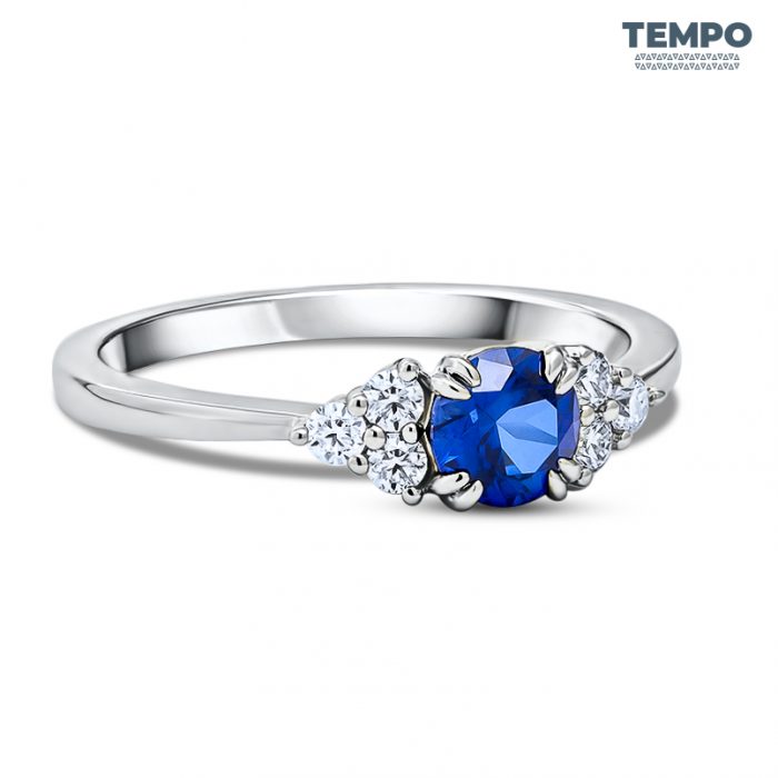 Anillos de compromiso | ORO BLANCO 10K |  ZAFIRO AC53 - Imagen 4