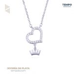 Collar de Plata 925 - COLLAR DE PLATA 925 –  CORAZÓN EN CORONA–  C132