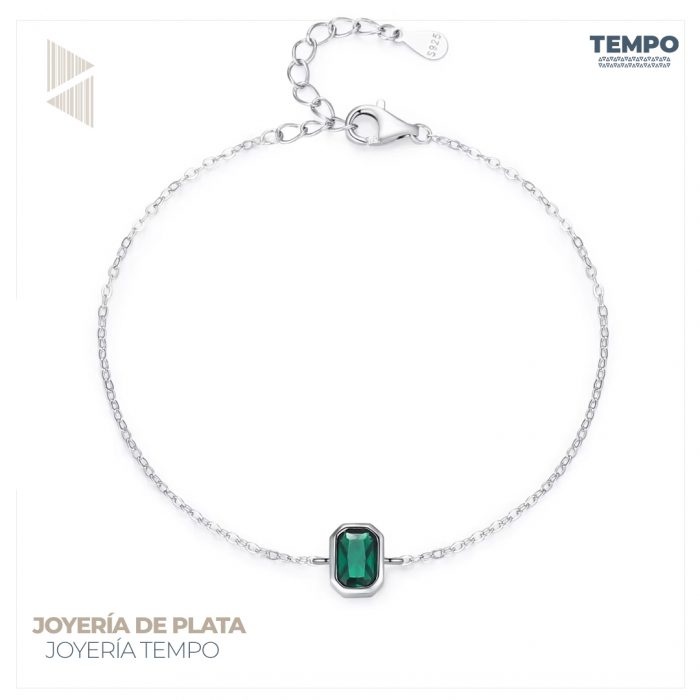 Pulsera de plata 925| MINIMALISTA ESMERALDA| BP89 - Imagen 1