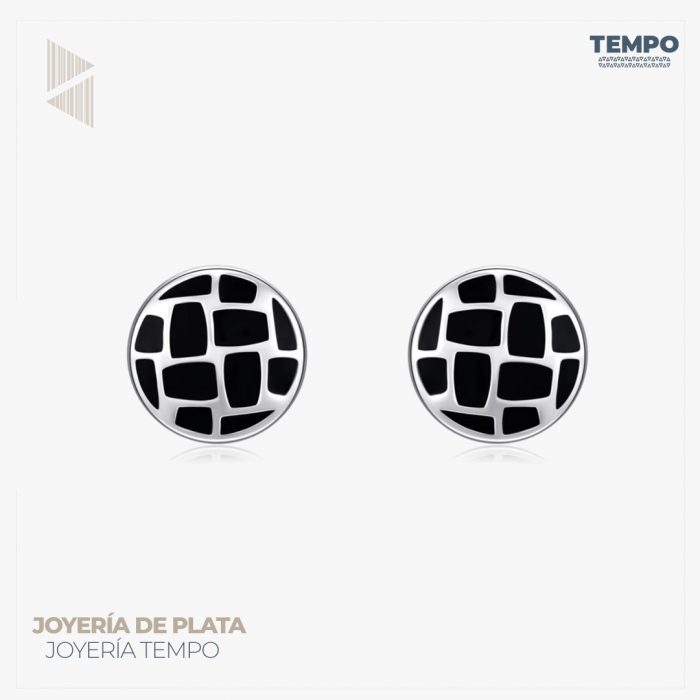 Aritos hecho de plata 925  CIRCULO NEGRO Código AA128 - Imagen 1