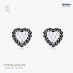 Aritos hecho de plata 925  CORAZÓN DE CRISTAL Código AA130