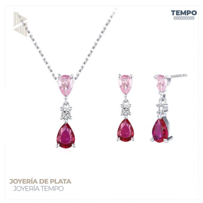 Conjunto de Plata 925 - Aritos y Collar - TRES TONOS- COP49 - Imagen 1