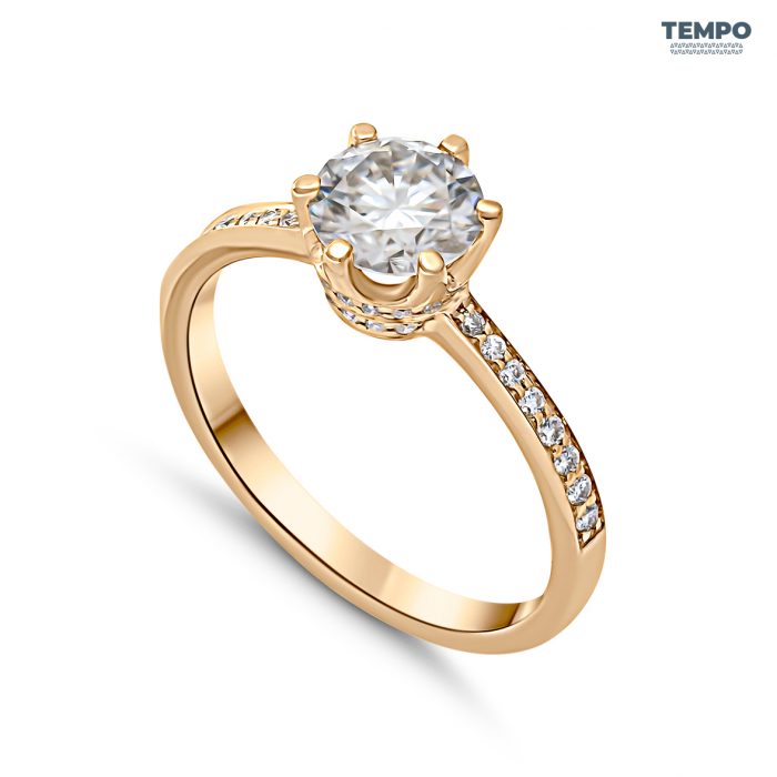 Anillo de Compromiso en Oro 10K - Solitario con Montura en Corona - AC66 - Imagen 1