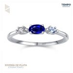 Anillo de promesa – PLATA 925 GEMA CRISTAL DE ZAFIRO AZUL - AP45