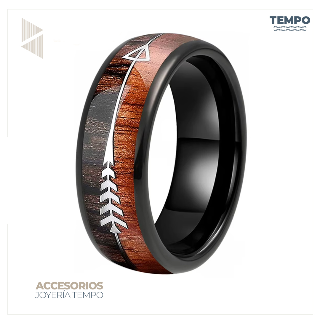 4 Anillo para caballero - Hecho de Tungsteno flecha - AT41 - Imagen 1