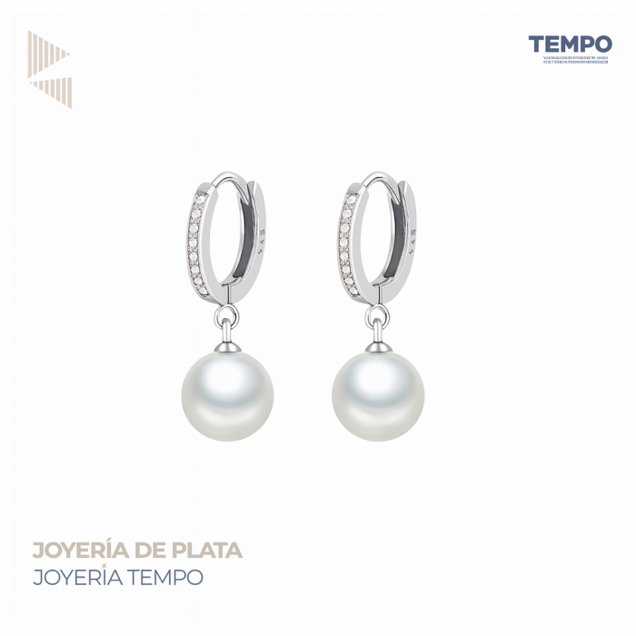 Aritos hecho de plata 925 - Perlas colgantes AA148 - Imagen 1