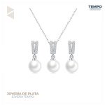 Conjunto de Plata 925 - Aritos y Collar - Perla - COP58