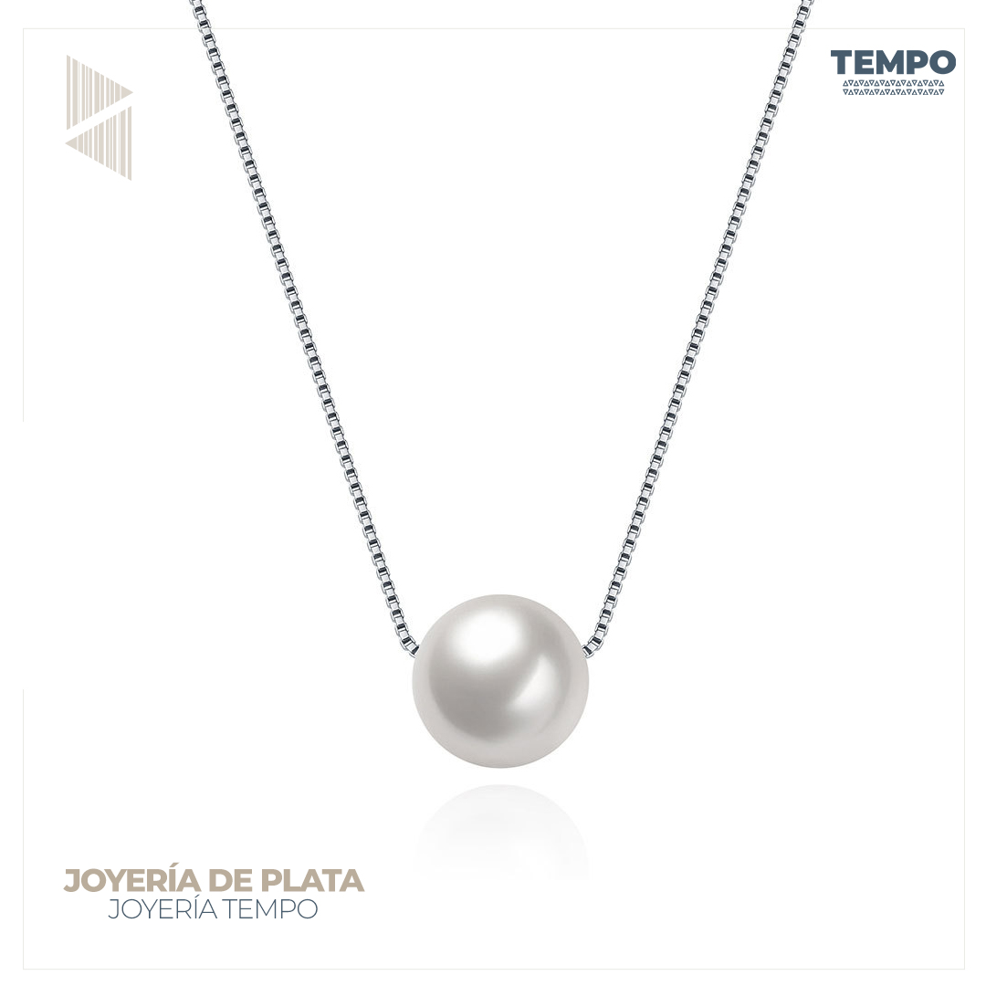 12 Collar de Plata 925 - COLLAR DE PLATA 925 – PERLA SOLITARIA– C176 - Imagen 1