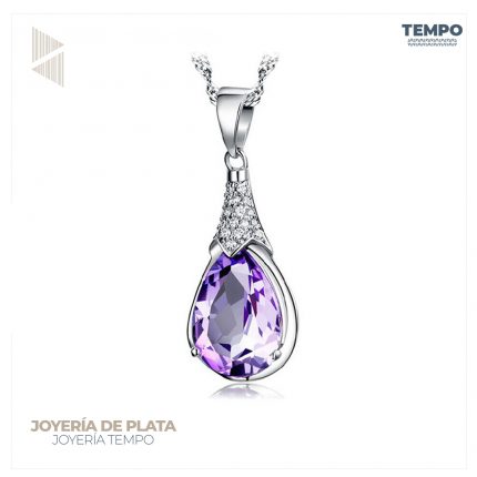 Collar de Plata 925 - COLLAR DE PLATA 925 –  GOTA AMATISTA –  C183