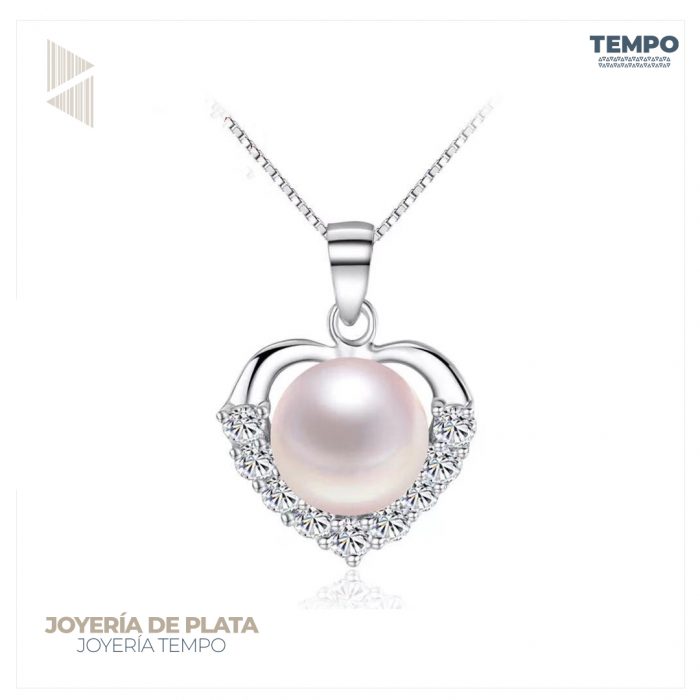 Collar de Plata 925 - COLLAR DE PLATA 925 – CORAZON CON PERLA–  C178 - Imagen 1