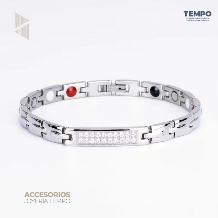 Pulsera hecha de Titanio y Acero 316 con piedras de energía curativa | PC25 - Imagen 1