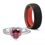 ANILLOS DE PROMESA PAREJA - DÚO - TUNGSTENO, PLATA - PASIÓN  DP01