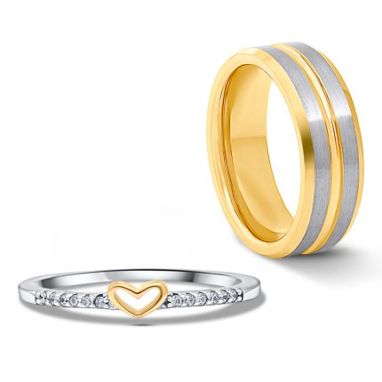 ANILLOS DE PROMESA PAREJA - DÚO - TUNGSTENO, PLATA - DORADO DP03