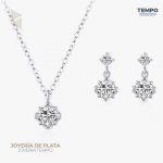 Conjunto de Plata 925 – Aritos y Collar – Flor de Nieve de Cristal – COP68