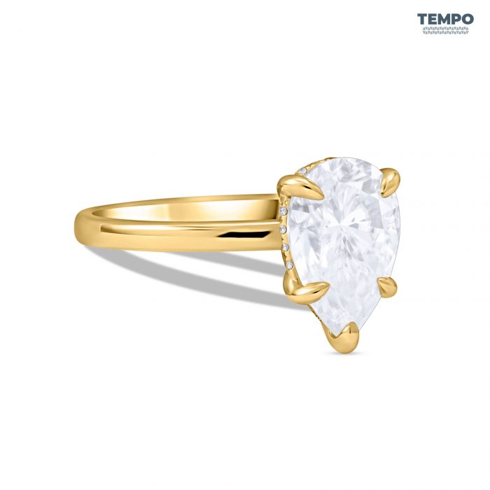 Anillo de Compromiso en Oro 10K – Corte Pera Gigante 8x12mm - AC73 - Imagen 6