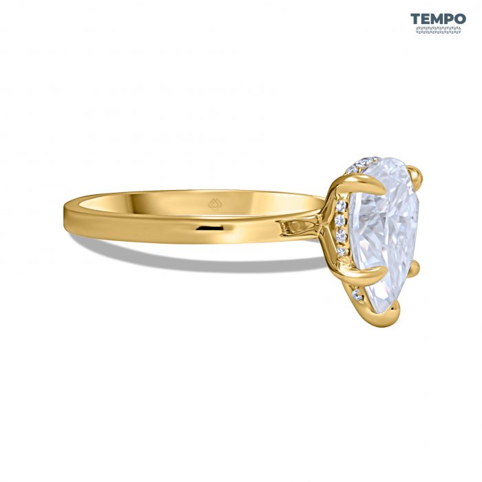 Anillo de Compromiso en Oro 10K – Corte Pera Gigante 8x12mm - AC73 - Imagen 5