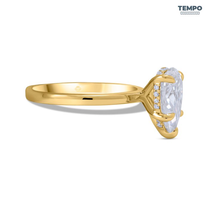 Anillo de Compromiso en Oro 10K – Corte Pera Gigante 8x12mm - AC73 - Imagen 4