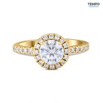 Anillo de Compromiso en Oro 10K – Halo Clásico con Moissanita - AC74