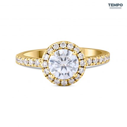Anillo de Compromiso en Oro 10K – Halo Clásico con Moissanita - AC74
