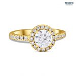 Anillo de Compromiso en Oro 10K – Halo Clásico con Moissanita - AC74 - Imagen 2