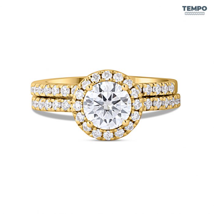 Anillo de Compromiso en Oro 10K – Halo Clásico con Moissanita - AC74 - Imagen 5